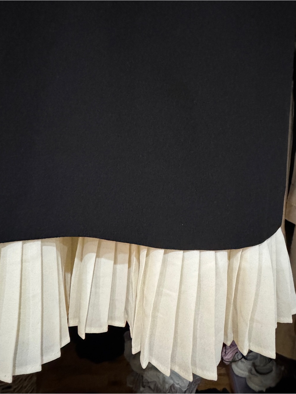 Nanette Lepore Black Mini Dress with Cream Lace Collar and Pleated Hem - Picture 7 of 8